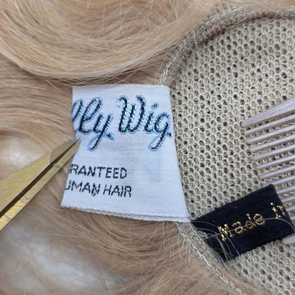 Vintage Long Blonde Human Hair Wig for Doll 8 - 9